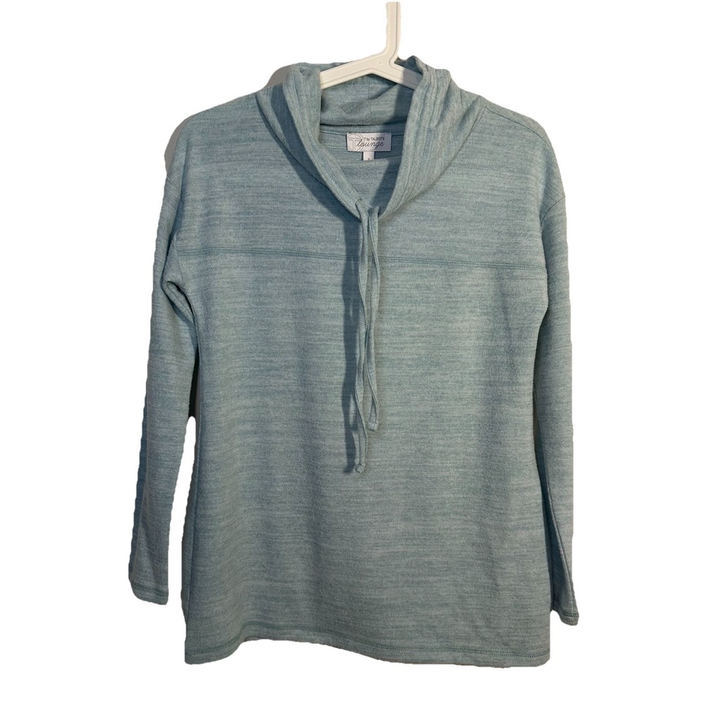 T by Talbots Lounge Top‎ Small Petite Aqua Pullover Stretch Long Sleeve